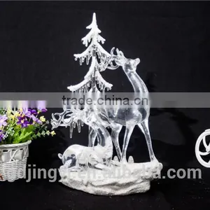 Clear Standing and Crouching Deer and Tree With LED Light for 2015 thumbnail-5