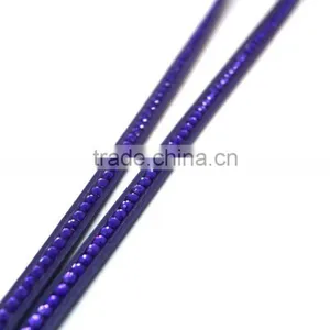 Popular Promotion Gift PU Leather Lanyard With Purple Crystal Gem, Swivel Snap Hooks, Key Ring Accembly, Acrylic Gem Key Chain thumbnail-3