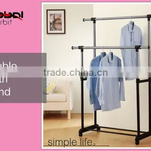Heavy Duty Movable Garment Hanging Rail Stand Extendable Clothes Drying Rack thumbnail-5