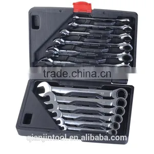 QJT- S12 Useful CR-V Combination Ratchet Wrenches Set Adjustable Ratchet Ring Spanner Set thumbnail-1