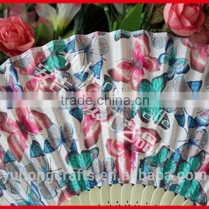Promotional Cotton Cloth Hand Fan With Butterfly thumbnail-6