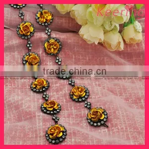 Wedding Crystal Rhinestone Flower Design Chain Trim WRC-173 thumbnail-1