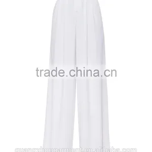 2015 Wholesale Women Office Slim Ladies Plain Color Pleated Loose High Waist Wide Leg Long Pants thumbnail-5