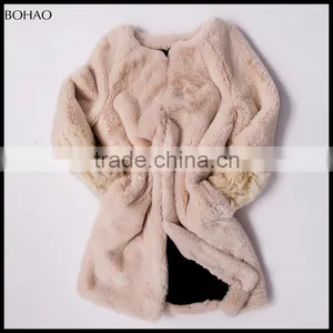 Winter Thick High Quality Long Fancy Stitching Sleeve Knitted Fur Coat thumbnail-2