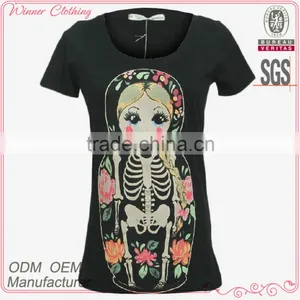 Cotton/spandex Cute Short Sleeve Knitting Garment With Print for Young Lady thumbnail-1