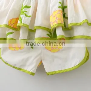 2017 Summer Girls Pineapple Embroidered Vest and Short Suit thumbnail-3
