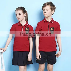 Custom Unisex Summer Red Color Polo School Uniform Shirt thumbnail-4