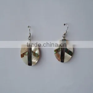 Mix Natural Abalone Shell Hoop Earrings Coconut Mosaic Earrings Round Hollow Paua Shell Earrings thumbnail-4