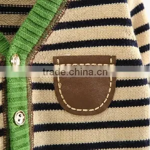 New Design Trendy Branded V-neck Patch Stripe Knit Boys Kids Winter Cardigan Sweater thumbnail-2