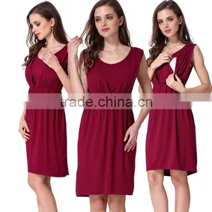 Comfortable Cotton Stretch Maternity Loose Dress Pregnant Clothes Low MOQ Breastfeeding thumbnail-1