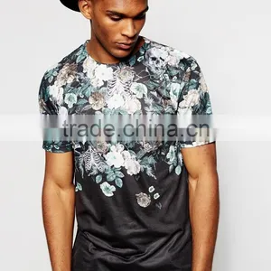 Stylish Floral Skull Printed t Shirt, Sublimation Printing t Shirt Wholesale thumbnail-1