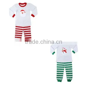 2017 Wholesale Toddler Boy Girl Cotton Christmas Pajamas Boutique Baby Clothes Red Green Kids Pajamas thumbnail-1
