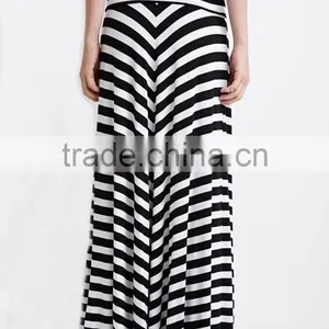 2015 Fold-over Waist Stripe Print Skirts Fashion Long Maxi Skirt thumbnail-2