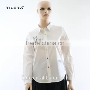 Hot Sale Lady Long Sleeve 100%cotton Office Women Office Shirts and Tops thumbnail-1