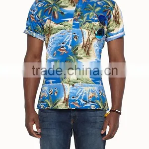 2015 Hawaiian Short Sleeve Shirts 100%cotton Casual Shirts thumbnail-1