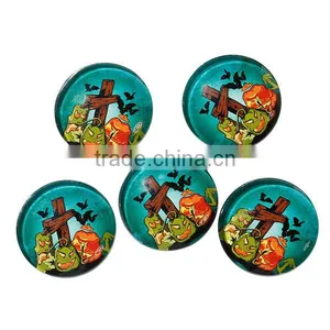 Glass Dome Seals Cabochons Round Flatback Multicolor Halloween Pumpkin Bat Pattern Transparent 20mm Dia thumbnail-1