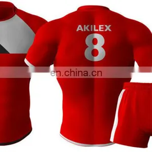 Manufacture Red Custom Design Sublimation Rugby Jersey With Socks thumbnail-5