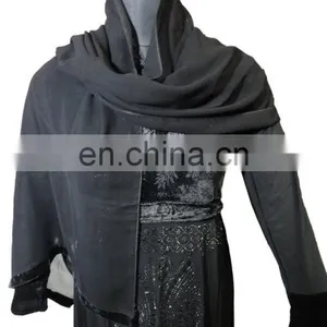 Designer Velvet Burkha With Black Diamond Stone Work / Floral Printed Casual Wear Latest Fancy Burqa (dubai Abaya 2017) thumbnail-5