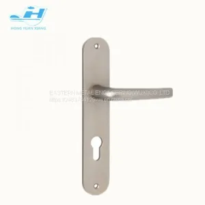 Normal Style Round Corner Plate Aluminum Door Handle With Cylinder Hole Mortise Door Lever Handle Hot Sales Door Lock Handle thumbnail-2