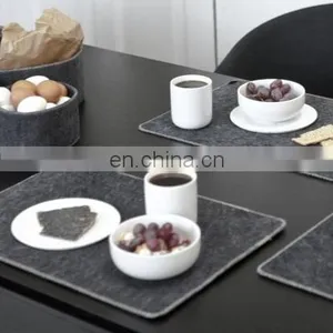 Customized Gray Square Absorbent Table Felt Place Mat thumbnail-1