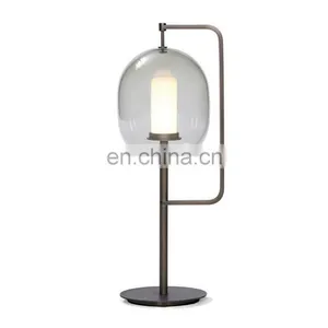 Wholesale Modern Amber Clear Glass Gold Metal Table Lamp For Hotel thumbnail-1