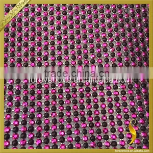 Hot Fix Bling Purple Diamante Trim Aluminum Base Rhinestone Strass Mesh Trimming FRM-160 thumbnail-2