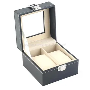 Pu Leather Watch Case With Window-Double Watch Box，wooden Watch Packaging Box，customize Logo Watch Cases thumbnail-2