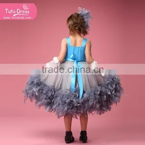Luxury Feather Princess Flower Girls' Dresses for Beach Wedding Party Kids Gown thumbnail-3