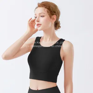 Summer YOGA Women's High Neck Longline Sports Bra Workout Yoga Bra Running Workout Tops thumbnail-3