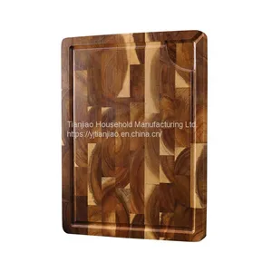 Custom/Wholesale Kitchen End Grain Wood Chopping Board Black Wooded Cutting Board With Juice Groove thumbnail-1