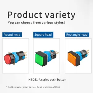 Ip65 16mm Rectangle Head 24v SPDT Push Button Switch on off Momentary With Led thumbnail-2
