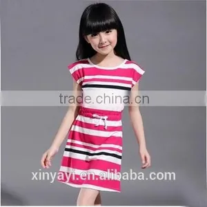 Wholesale Cotton 100% Fabric With Stripe Baby Girl Summer Dress Casual Style thumbnail-3