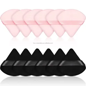 New Arrival Cosmetic Makeup Cotton Microfiber Plush Puff Wholesale Soft Absorbed Triangle Powder Puff in Zipper Bag Customized thumbnail-3