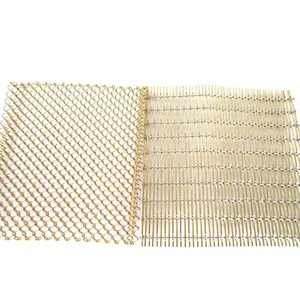 Gold PVD Coated Woven Steel Wire Mesh - Flexible Decorative Metal Curtain thumbnail-3