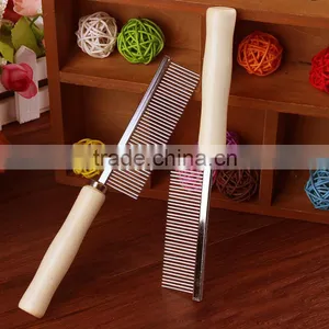 Pet Cleaning Supplies Wooden Comb Series Wooden Handle Single Row of Steel Pet Comb thumbnail-1
