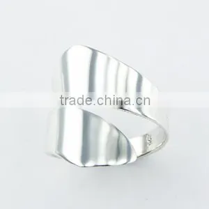 Wide Adjustable Tapering Band Sterling Silver Spiral Ring thumbnail-1