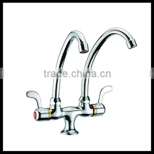 Chrome Plating Deckl Mounted Dual Handle One Hole Kitchen Tap Faucet Filter 1033 thumbnail-1