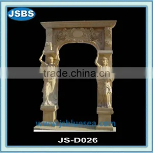 Carved Yellow Marble Human Statue Door Surround thumbnail-1