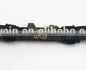 Charm PU Wristband Men's Leather Bracelet With Eagle thumbnail-2