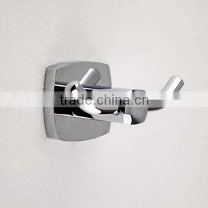 Bathroom Accessories Wall Mounted Chrome Plated Brass Double Robe Hook, Coat Hooks, Decorative Wall Hook thumbnail-1