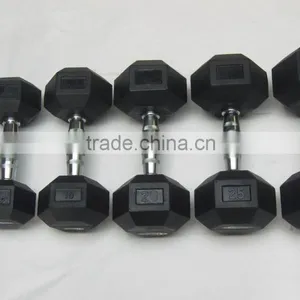Hot Selling Black Hex Rubber Dumbbell thumbnail-1