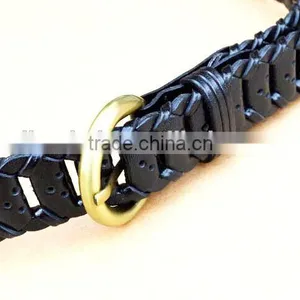 Ladies Skinny Braided Genuine Leather Belt thumbnail-2