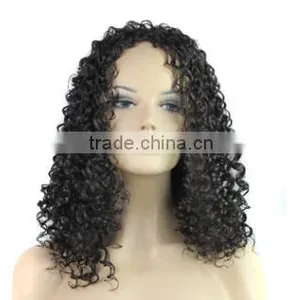 Medium Afro Curly Synthetic Wig Black Color Wholesale Price thumbnail-1