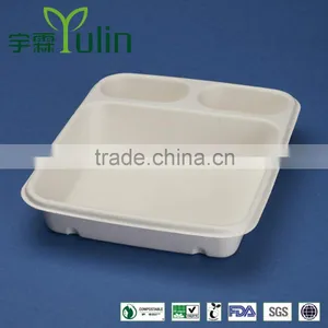 BX-97-3 Three Parts Rectangle Disposable Fast Food Bagasse Box thumbnail-1