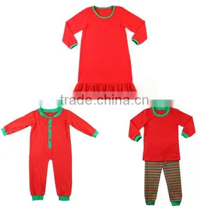 2016 Lime Green Red Striped Ruffle Baby Pajamas Set Night Dress Gown Kids Children Christmas Clothing Holiday Siblings Pajamas thumbnail-6
