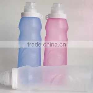 BPA Free Heat Resistant Collapsible Silicone Bottle Food Grade Reusable Fodable Bottle thumbnail-1