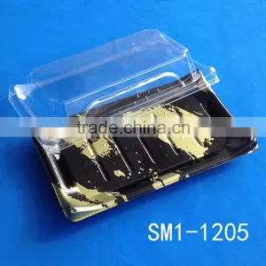 SM1-1205E Hot Sale Golden Brush Plastic Sushi Packing Box With Lid thumbnail-1