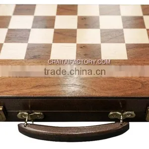 High Quality Classic Folding Backgammon With INLAID WOOD in WALNUT Carry Case thumbnail-3