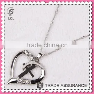 New Arrival Fashion Jewelry Cross in Heart Bling Handmade Necklace for Woman Cute Girl Religious Necklace thumbnail-1
