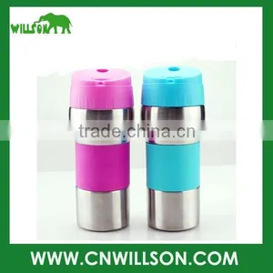 Stainless Steel Portable Thermos Mug Flask With Rubber Band thumbnail-1